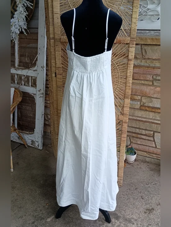 Free People Just Jill White Denim Maxi Dress with Slim Straps_M - Picture 7 of 8